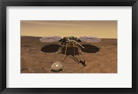 Framed Artist's Rendition of the Insight Lander Operating On the Surface of Mars