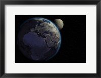 Framed Planet Earth With Sunrise in Space