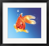 Framed Goldfish With Water Bubbles