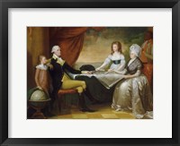 Framed President George Washington with his wife Martha and Grandchildren