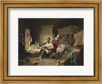 Framed President Lincoln, writing the Proclamation of Freedom, January 1, 1863