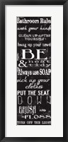 Framed Bathroom Rules Black White