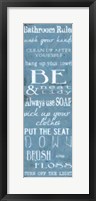 Framed Bathroom Rules Blue White