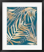 Framed Glam Leaves Teal