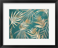 Framed Glam Leaves Teal 1