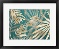 Framed Glam Leaves Teal 2