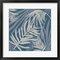 Framed Teal and Beige Glam Leaves 4