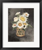 Framed Sunflowers in Rattan Black Crop