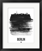 Framed Berlin Skyline Brush Stroke Black