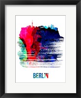 Framed Berlin Skyline Brush Stroke Watercolor