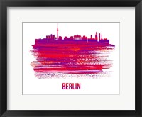 Framed Berlin Skyline Brush Stroke Red