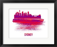 Framed Sydney Skyline Brush Stroke Red