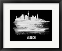 Framed Munich Skyline Brush Stroke White