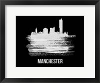 Framed Manchester Skyline Brush Stroke White