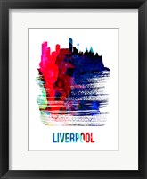 Framed Liverpool Skyline Brush Stroke Watercolor