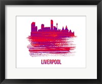 Framed Liverpool Skyline Brush Stroke Red