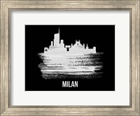 Framed Milan Skyline Brush Stroke White