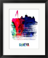 Framed Geneva Skyline Brush Stroke Watercolor