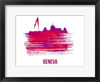 Framed Geneva Skyline Brush Stroke Red