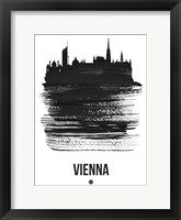Framed Vienna Skyline Brush Stroke Black