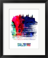 Framed Salzburg Skyline Brush Stroke Watercolor