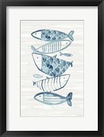 Framed Driftwood Blue Fish II