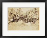 Framed Sepia Corot Landscape