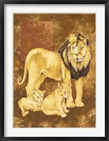 Framed Lion and Two Cubs