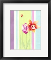 Framed Flowers & Stripes I