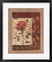 Framed Burlap Tea Rose