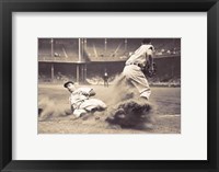 Framed Joe Dimaggio Sliding Into Third