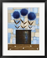 Framed Study Of Chysanthemums In Blue