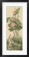 Framed Crane And Lotus Panel I