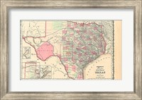 Framed New Map Of The State Of Texas