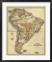 Framed Antique Map of South America