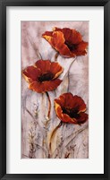 Red Poppies on Taupe II Framed Print