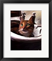 Framed Orange Cat in the Sink