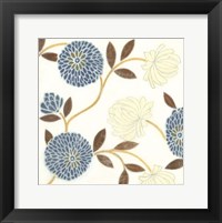Blue and Cream Flowers on Silk II Framed Print