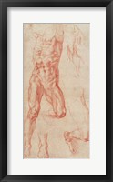 Framed W.13r Study of a male nude, stretching upwards