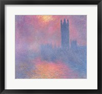 Framed Houses of Parliament, London, with the sun breaking through the fog, 1904