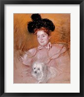 Framed Woman holding a dog