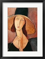 Framed Portrait of Jeanne Hebuterne in a large hat, c.1918-19