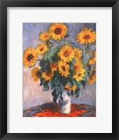 Framed Vase of Sunflowers