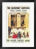 Framed Poster advertising a psychic performance by the Davenport Brothers, 1865