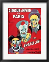 Framed Poster advertising the 'Cirque d'Hiver de Paris' featuring the Fratellini Clowns