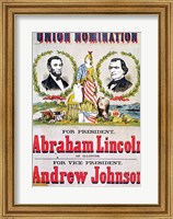Framed Electoral campaign poster for the Union nomination with Abraham Lincoln