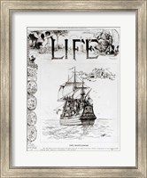 Framed Mayflower, front cover from 'Life' magazine, 11th October, 1883