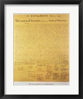 Framed Declaration of Independence of the 13 United States of America of 1776