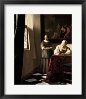 Framed Lady writing a letter with her Maid