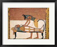 Framed Anubis attends Sennedjem's Mummy